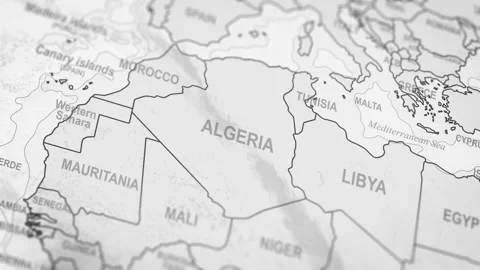 Close Up Of Algeria Borders. World Map Animation. Stock Footage 331810893