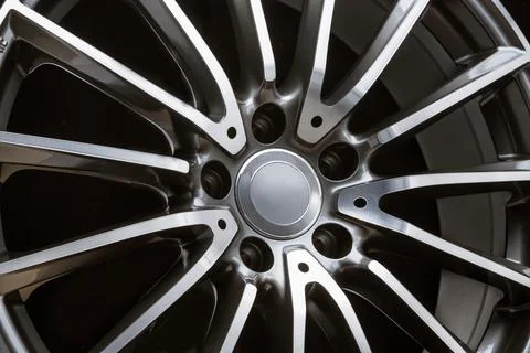 Close-up of alloy wheel, thin light spoke, sports rim car Stock Photos