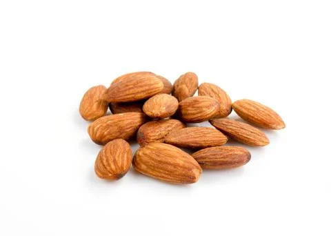 Close-up almonds nuts isolated on white background Stock Photos