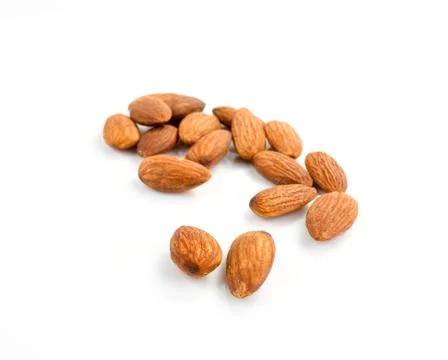 Close-up almonds nuts isolated on white background Stock Photos