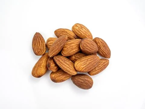 Close-up almonds nuts isolated on white background Stock Photos