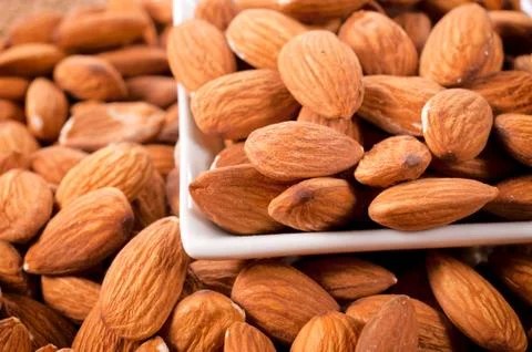 Close up to almonds Stock Photos
