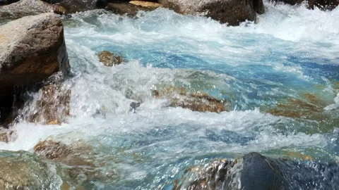 Close-Up Alpine Stream Rapids in Slow Motion Stock Footage 336506737