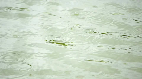 Close up of amazing slow motion of rain dropping on the green water surface Stock-Footage 52769509