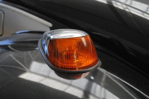 Close-up of an Amber Warning Light on a Dark Vehicle Stock Photos