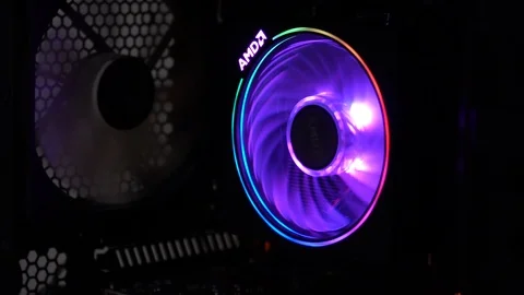 Close-up of AMD Ryzen CPU on motherboard Stock Footage 122371406