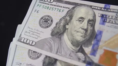 Close-up of American dollars in hands Stock Footage 282037871