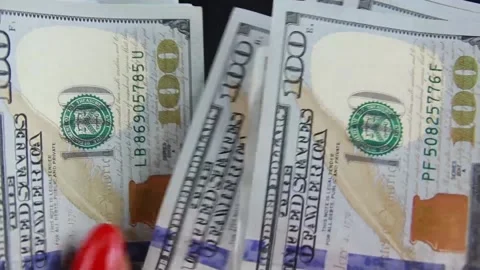 Close-up of American dollars in hands Stock Footage 282037872