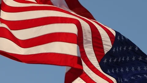 Close Up American Flag with Back Light - Slow Motion Stock Footage 117883657