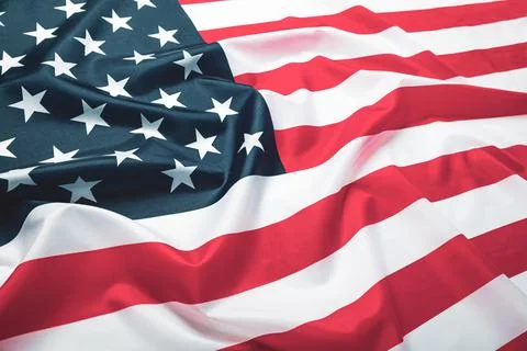 Close Up American Flag wave, Memorial Day or 4th of July, studio shot Foto stock