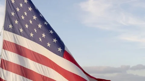 Close up of American Flag waving in the wind. Stock Footage 77286260