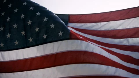 Close up of an American Flag Waving in the Wind Stock Footage 270386006