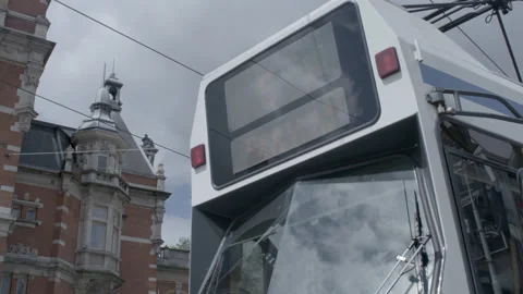 Close-Up of Amsterdam Tram Destination Display Vídeos de archivo 344603153