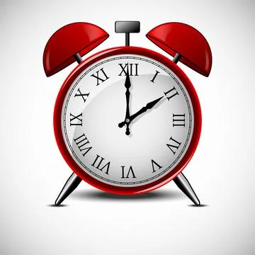 Close up of analog red alarm clock Stock Illustration