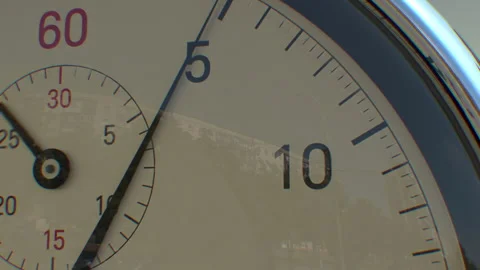 Close up of analogue stopwatch going from 0 to 10 seconds Stock Footage 342830598