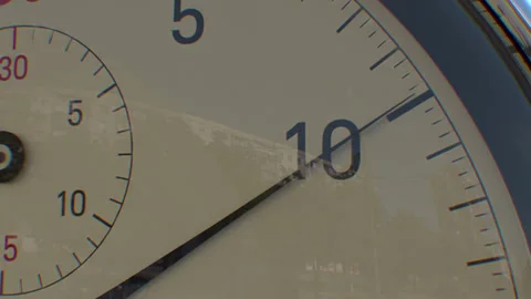 Close up of analogue stopwatch going from 0 to 10 seconds Stock Footage 343004816