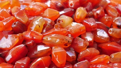 Close up of Ancient Carnelian Beads Stock Footage 113287754