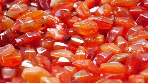 Close up of Ancient Carnelian Beads Stock Footage 113288059