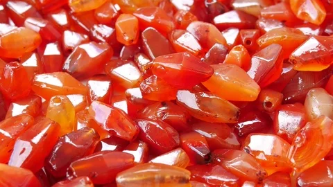 Close up of Ancient Carnelian Beads Stock Footage 113288782