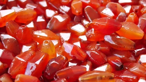 Close up of Ancient Carnelian Beads Stock Footage 113309166