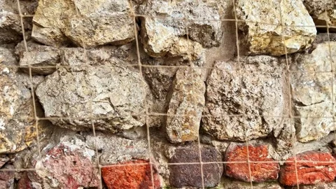 Close-up of an ancient castle wall in Krakow, Poland Stock Footage 333326478