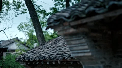 Close-up of ancient Chinese tile eaves building Video stock 274295600
