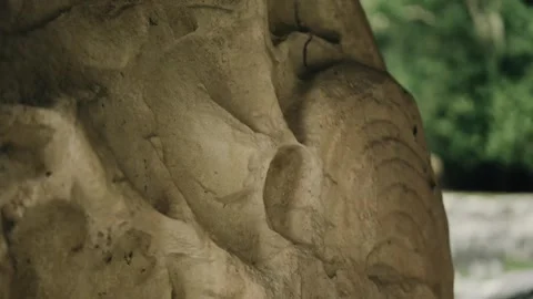 Close-up of Ancient Maya Stucco Mask at Temple I, Tikal UNESCO Site, Guatemala Stock Footage 341428801