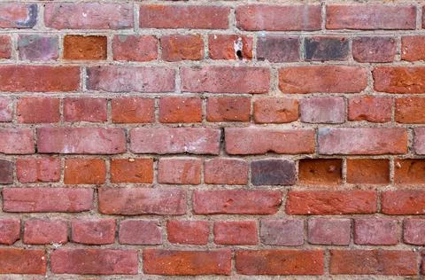 Close ancient red brick wall shabby aged Stock Photos