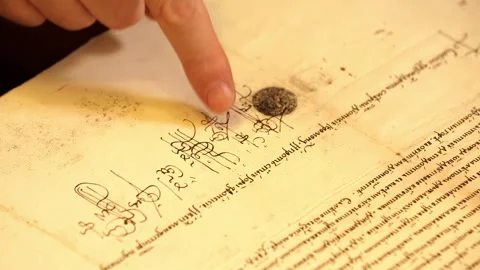 Close-up of ancient religious texts written in ancient Russian. Stock Footage 252750441