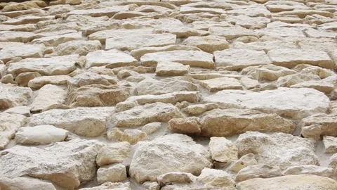 Close up ancient stone wall at old palace architecture building historic Stock Footage 98153849