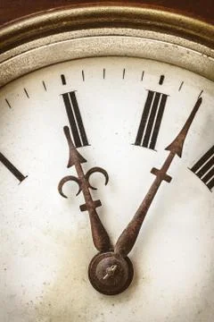 Close up of an ancient weathered clock Stock Photos
