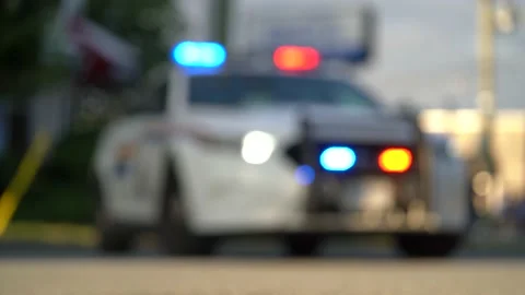 Close up and blurred police cruiser. Stock Footage