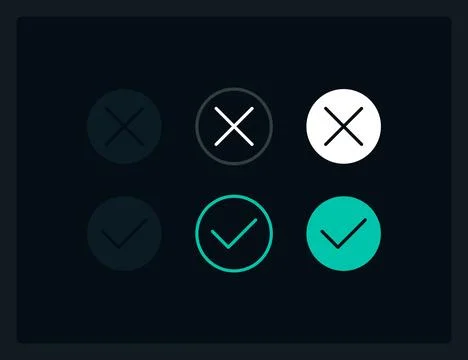 Close and confirm button states UI elements kit イラスト素材