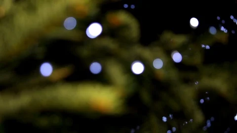 Close-Up and Focus Pull, Christmas Tree with LED String Lights and Bokeh Stock Footage 121461591