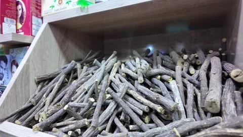 Close up and long shot of Giloy sticks at Souk El Had, Agadir July 27, 2024 스톡 동영상 280993452