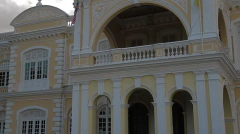 Close Up and Low Angle Shot of Penang Town Hall Video stock 48134907