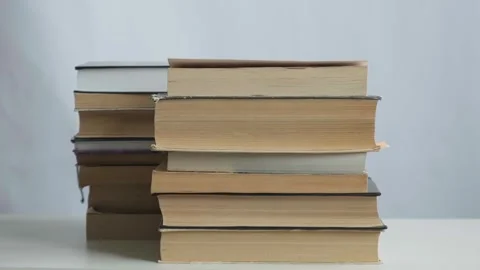 Close-up and macro shot many old books in school library or vintage bookshop Stock Footage 320161741