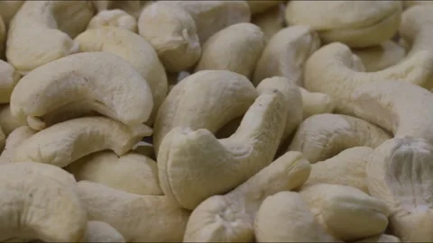 A close and pan view shot of peeled cashew nuts Stock Footage 280261258