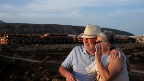 Close up and portrait of two happy and active seniors or pensioners having fun a Stock Footage 135683126