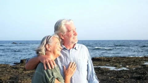 Close up and portrait of two happy and active seniors or pensioners having fun a Vídeos de archivo 139047013