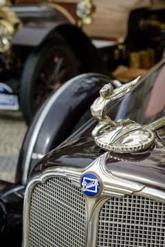Close-up and selective focus of Buick hood ornament Flying Goddess Stock Photos