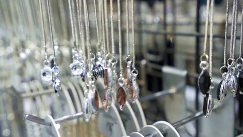 Close up and slow motion swing of jewelry for retail jewelry concept Stock Footage 118807674