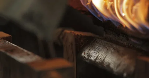 Close Up and Tracking Shot of Flames and Smoke on Industrial Equipment (4K) Video stock 60763551