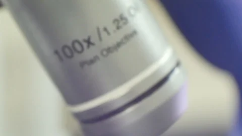 Close and zoom in microscope technology in laboratory. Video stock 108198876