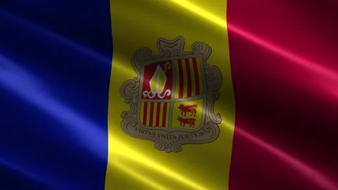 Close up of the Andorra flag blowing in the wind Vídeos de archivo 348686321