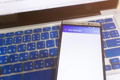 Close up Android device Showing Compose a new email application on the screen Stock Photos
