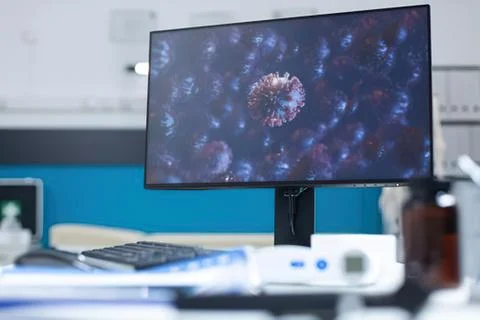 Close-up of anemone underwater on computer screen Stock Photos