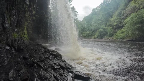 Close-up of Angel Falls in Brecon Beacons National Park Stock Footage 318513370