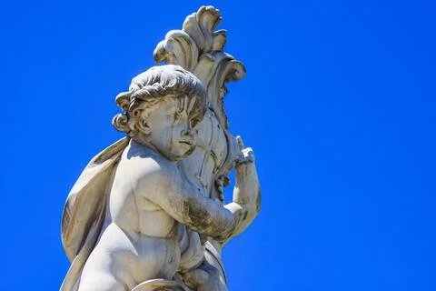 Close-Up of Angel Holding Scroll – August 1st, 2010, Pisa, Italy Stock Photos