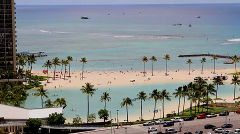 Close angle aerial of honolulu lagoon 2 Stock Footage 39062834